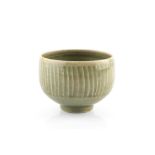 David Leach (1911-2005) Bowl celadon with cut sides impressed potter's seal 7.5cm high, 9.7cm