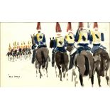 Paul Lucien Maze (1887-1979) Cavalry, a pair signed (one lower left, one lower right) watercolour