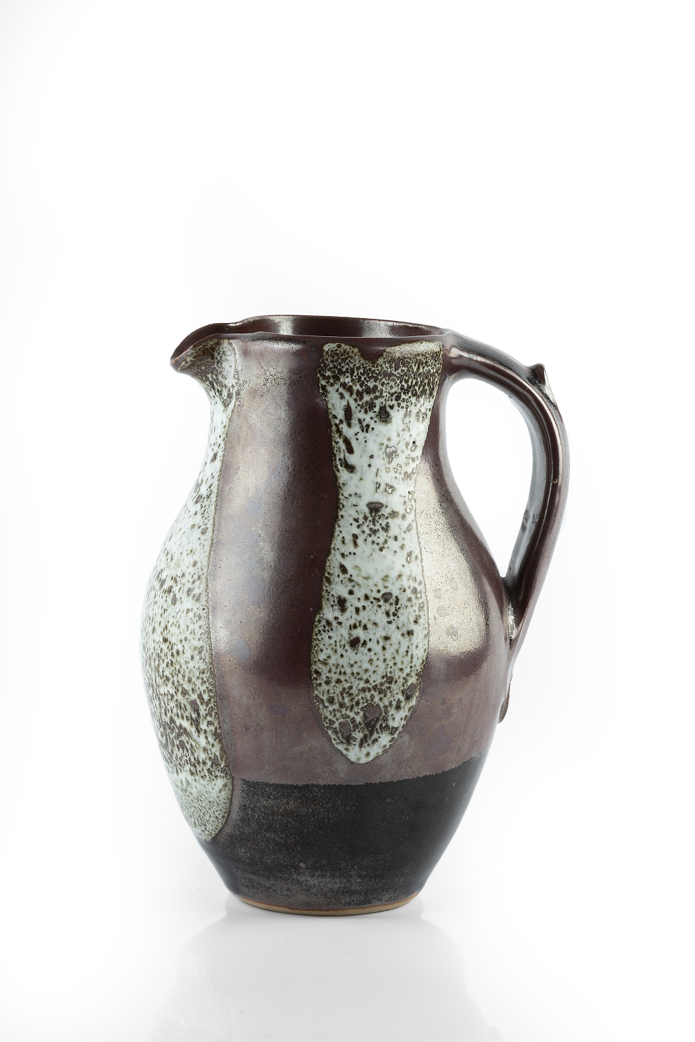 Edward Hughes (1953-2005) Jug nuka and tenmoku glaze impressed potter's seal 24.5cm high.