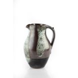 Edward Hughes (1953-2005) Jug nuka and tenmoku glaze impressed potter's seal 24.5cm high.