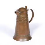 St. Albans School of Art Arts & Crafts jug, circa 1900 copper, embossed with band of Celtic knot