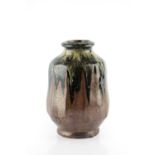 Mike Dodd (b.1943) Vase tenmoku and rust glaze, faceted sides impressed potter's seal 19.5cm high.