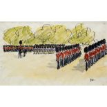 Paul Lucien Maze (1887-1979) Coldstream Guards on Parade initialled (lower right) watercolour 19cm x