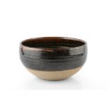 Ray Finch (1914-2012) at Winchcombe Pottery Bowl tenmoku glaze impressed pottery seal 13.5cm high,