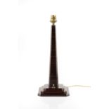 Art Deco Lamp base bakelite, obelisk form 36cm high.