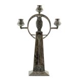 W.M.F Art Nouveau candlestick, circa 1905 in the form of an owl on a column marked '83/3' 41cm