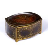 Secessionist School Box, circa 1900 walnut inlaid with brass impressed mark 12cm high, 23cm across.