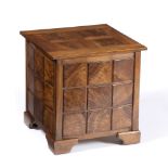 Hugh Birkett (1919-2002) Wine table, 1997 walnut hinged top enclosing wine storage, panelled sides