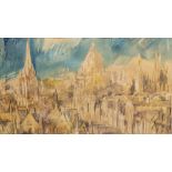 C. Newton (Contemporary) Two Oxford views both signed in pencil watercolours 32cm x 54cm and 27cm