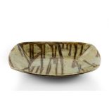 Colin Pearson (1923-2007) Platter, circa 1960s stoneware, with running glazes impressed potter's