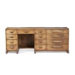 Peter Waals (1870-1937) Dressing table walnut, with kneehole, fitted eight short drawers and five