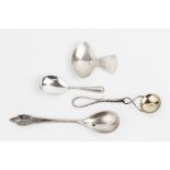 A DANISH SILVER SMALL SERVING SPOON by Georg Jensen, with bellflower terminal, 16cm long; a