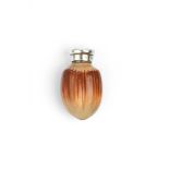A LATE VICTORIAN SILVER MOUNTED CERAMIC NOVELTY SCENT BOTTLE, modelled as an acorn, printed design