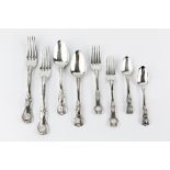 A PART SERVICE OF 19TH CENTURY SILVER KING'S PATTERN FLATWARE, comprising six table forks, six