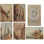 CLARKSON STANFIELD (1793-1867) The Doge's Palace venice, watercolour, 6.5 x 9cm; four further to