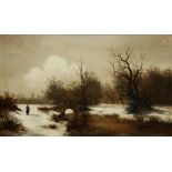 GEORG SCHONREITER (c.1840-1883) A Winter Day, signed, oil on canvas, 40 x 67cm