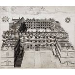 NATHANIEL PARR AFTER WILLIAM WILLIAMS 'Collegium Orielense (Oriel College)', aerial view, double