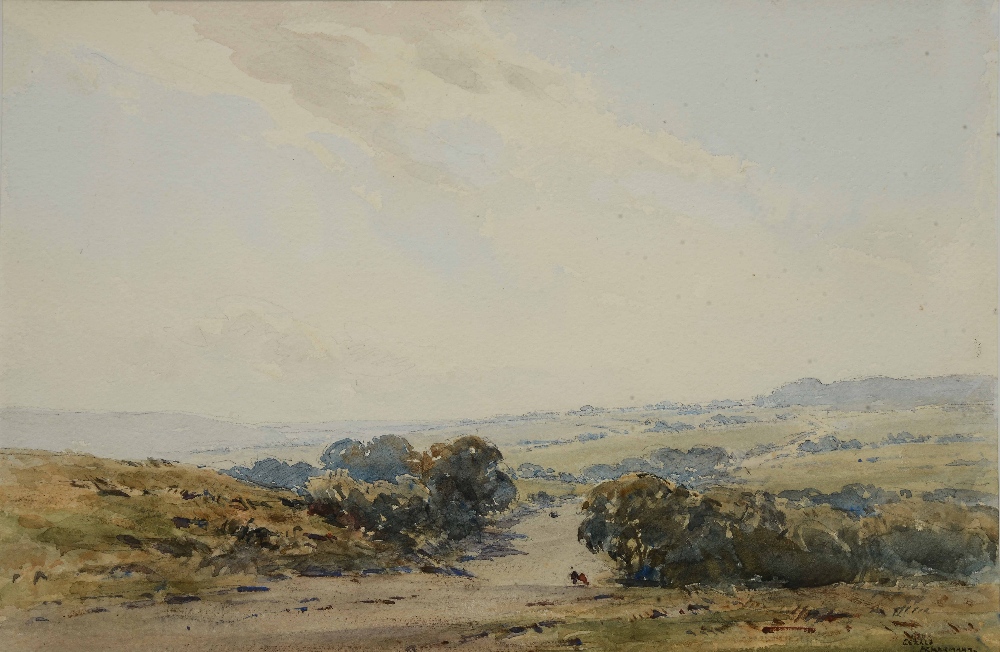 GERALD ACKERMANN (1876-1960) An open landscape with trees, signed, watercolour, 23.5 x 35.5cm