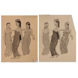 JOHN FORD (20TH CENTURY) A collection of approximately eighteen pencil sketches and watercolours,