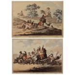 JAMES GILLRAY 'Hounds Finding' and 'Hounds Throwing Off', a pair, etchings with aquatint, hand-