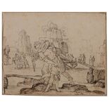 ITALIAN SCHOOL (17TH/18TH CENTURY) Tobias and the Angel, pen and inks, numbered '57', 15 x 19cm (