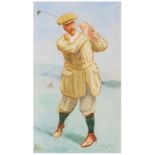 ETHEL BAYNE (exh. 1905) The Demon Golfer, signed and dated '09, watercolour, 29 x 17cm