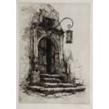 ADELINE S. ILLINGWORTH (1858-c.1930) The Rathani: Portal, Rothenburg of Tauber, etching, pencil