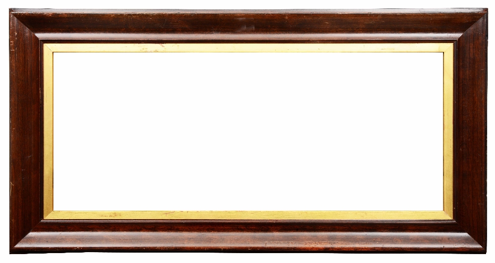 A 19TH CENTURY ROSEWOOD FRAME with moulded and gilded inner slip, rebate size 45 x 61cm; and another