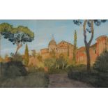 JOHN DOYLE (b.1928) 'San Giovanni e Paulo, Rome', signed, watercolour, 27 x 45cm With Spink of