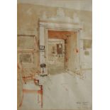 JOHN WARD (20TH CENTURY) 'Christie's', signed and dated 1967, pencil and watercolour, 45 x 31cm Exh: