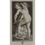 FERDINANDO GREGORI AFTER CORREGGIO 'Cupido Che Acconcia L'Arco', stipple engraving, 44 x 24cm; a