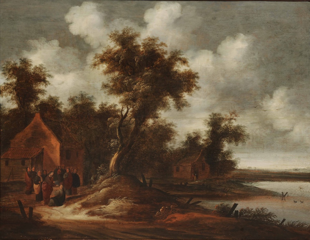 17TH CENTURY DUTCH SCHOOL 'The Blind See', possibly signed with initials ?J.S., oil on panel, 68 x