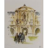 AFTER SIR HUGH CASSON St John's College, print in colours, signed in pencil with initials, 24 x