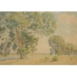 BERNARD CECIL GOTCH (1876-1963) Black Poplars at Binsey, signed, watercolour, 25 x 36.5cm