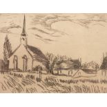 MAURICE DE VLAMINCK (1876-1958) Une église dans le Vexin, etching, 10 x 13cm