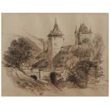 FOLLOWER OF J.M.W. TURNER (1775-1851) Gateway at Thun, Switzerland, pencil drawing, 23 x 30.5cm