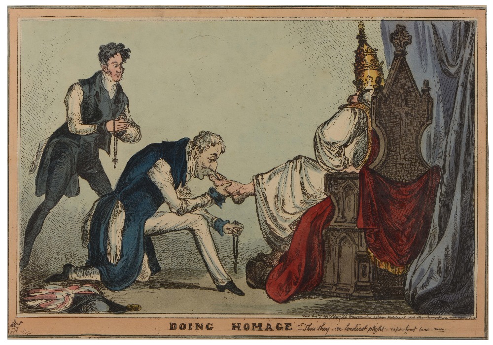 WILLIAM HEATH 'Doing Homage', hand-coloured etching, 25.5 x 37cm; a further French hand-coloured