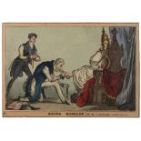 WILLIAM HEATH 'Doing Homage', hand-coloured etching, 25.5 x 37cm; a further French hand-coloured