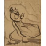 STUART SCOTT SOMERVILLE (1908-1983) Landscape with wise man, signed with monogram, grey wash