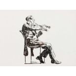 ARTHUR HENRY ANDREWS (1906-1966) The Violinist, signed, pen and ink drawing, 18 x 24.5cm