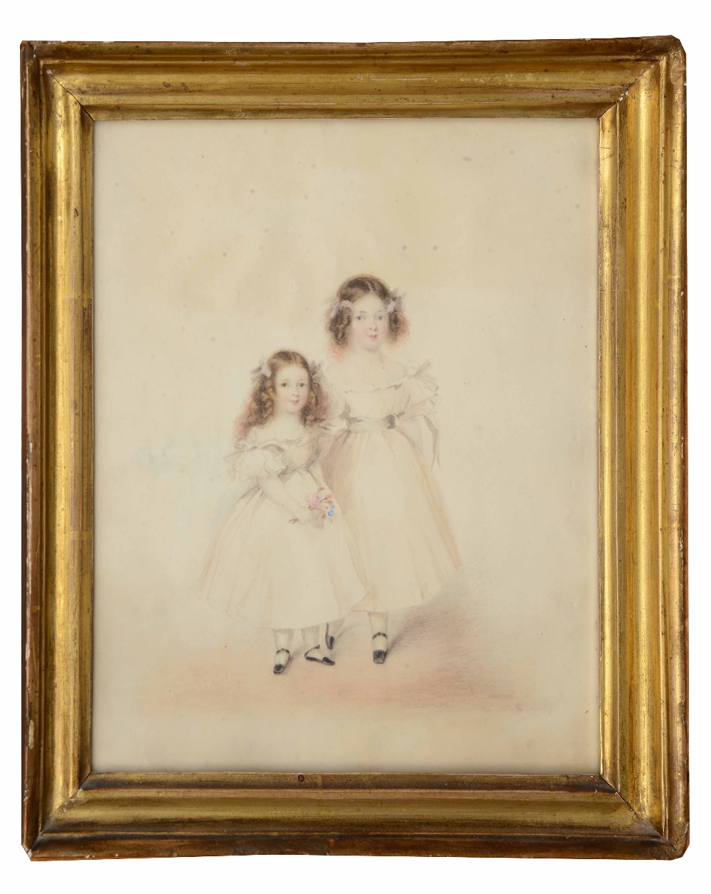 PHILIP AUGUSTUS BARNARD (c.1820-c.1890) Portrait of two sisters, full length, one with flower