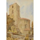 RICHARD PHENE SPIERES (1838-1916) 'Church at Bourg Charante', watercolour, 33.5 x 25cm Prov: