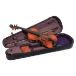 A CZECH MADE VIOLIN with two piece back and printed Anthonius Stradivarius label together with