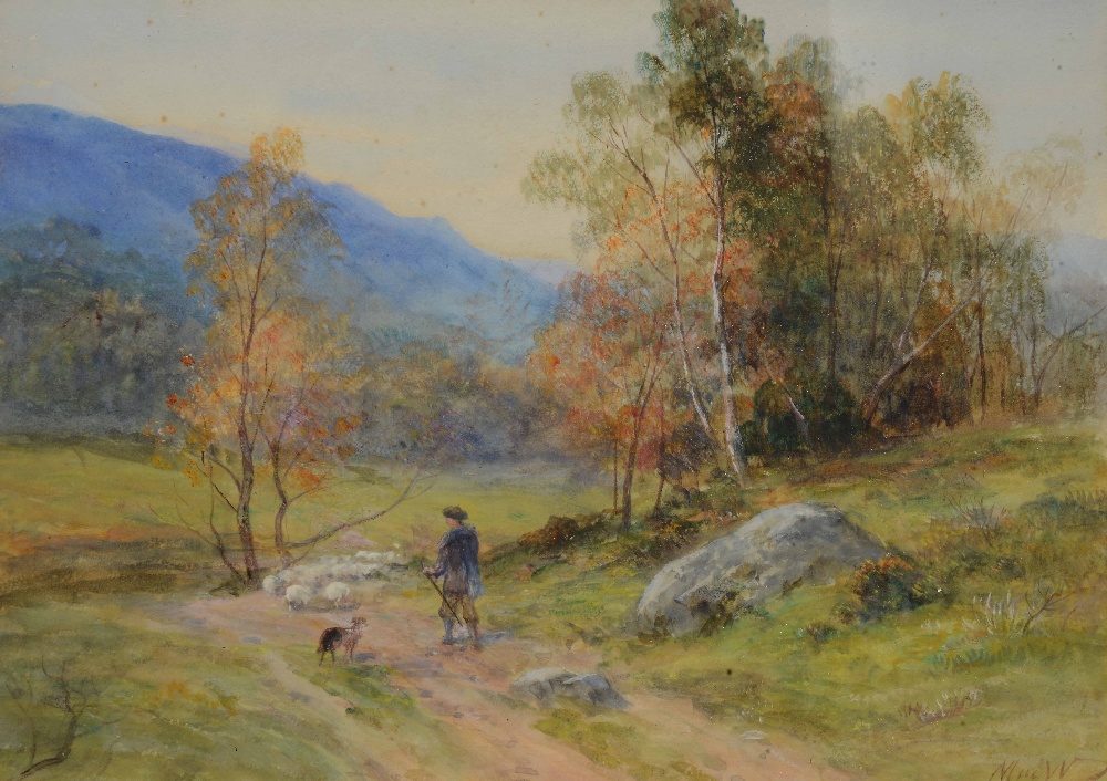 JOHN MACWHIRTER (1839-1911) 'Late Autumn Braes of Bulguidder', signed 'MacW', watercolour, 25 x