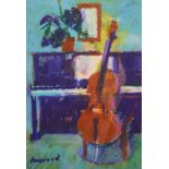 DEREK INWOOD (1925-2012) 'Cello and Piano', signed, oil pastel, 29 x 20cm