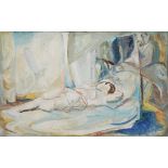 CECILY OSMOND SMITH (1917-2005) A reclining nude, inscribed verso, oil on board, 59 x 90cm