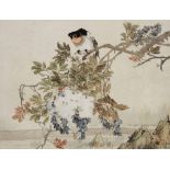 CHINESE SCHOOL A bird perched upon a tree branch, watercolour, 29.5 x 37cm; and four Chinese