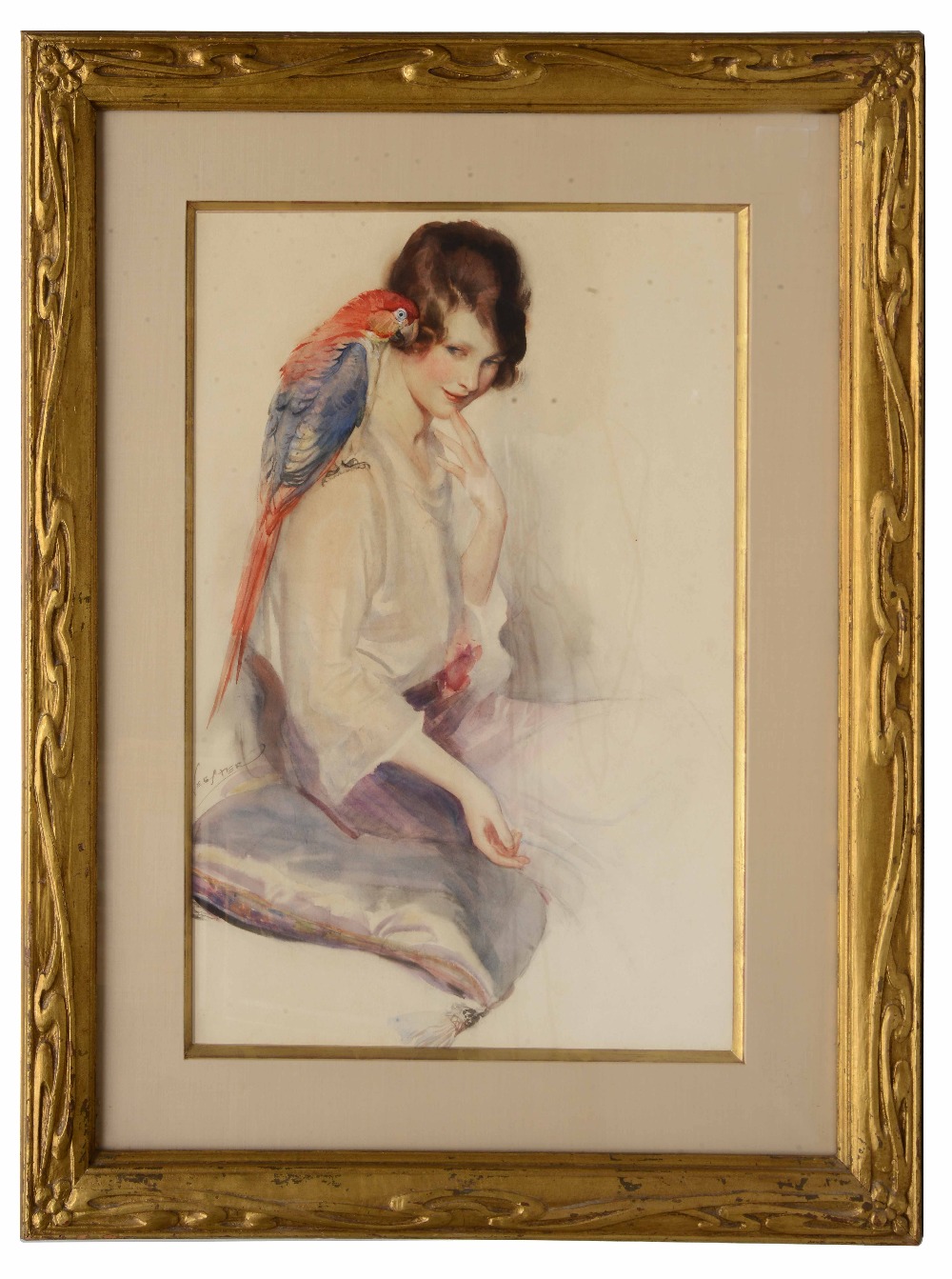 WALTER ERNEST WEBSTER (1878-1959) 'An Attentive Friend', signed, watercolour, 59 x 39cm