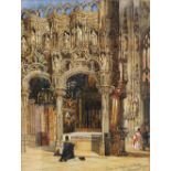 JOSEPH DODD (1809-1894) 'Screen and Altar, Dixmude Church, Belgium', signed 'J Dodd Bangor, N.W.',