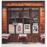 AFTER PETER EVANS 'Le Vieux Comptoir', print in colours, pencil signed in the margin, 31 x 31cm; and